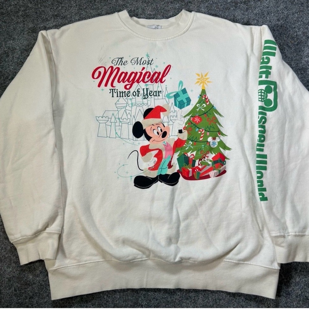 Disney Crew Neck Sweater Large Christmas Mickey Mouse Walt Disney World